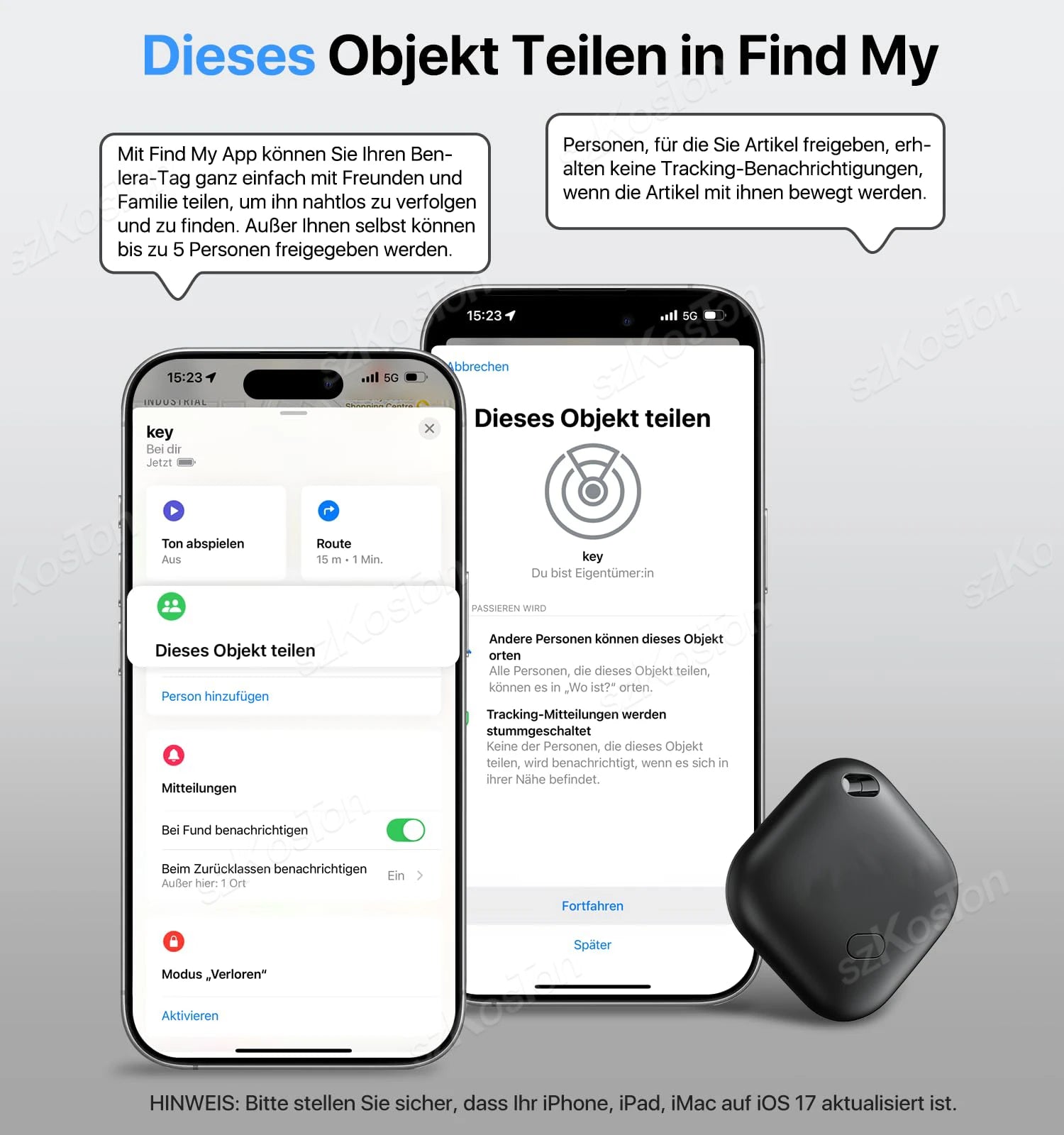 Mini traceur GPS Compatible avec iOS Find My APP