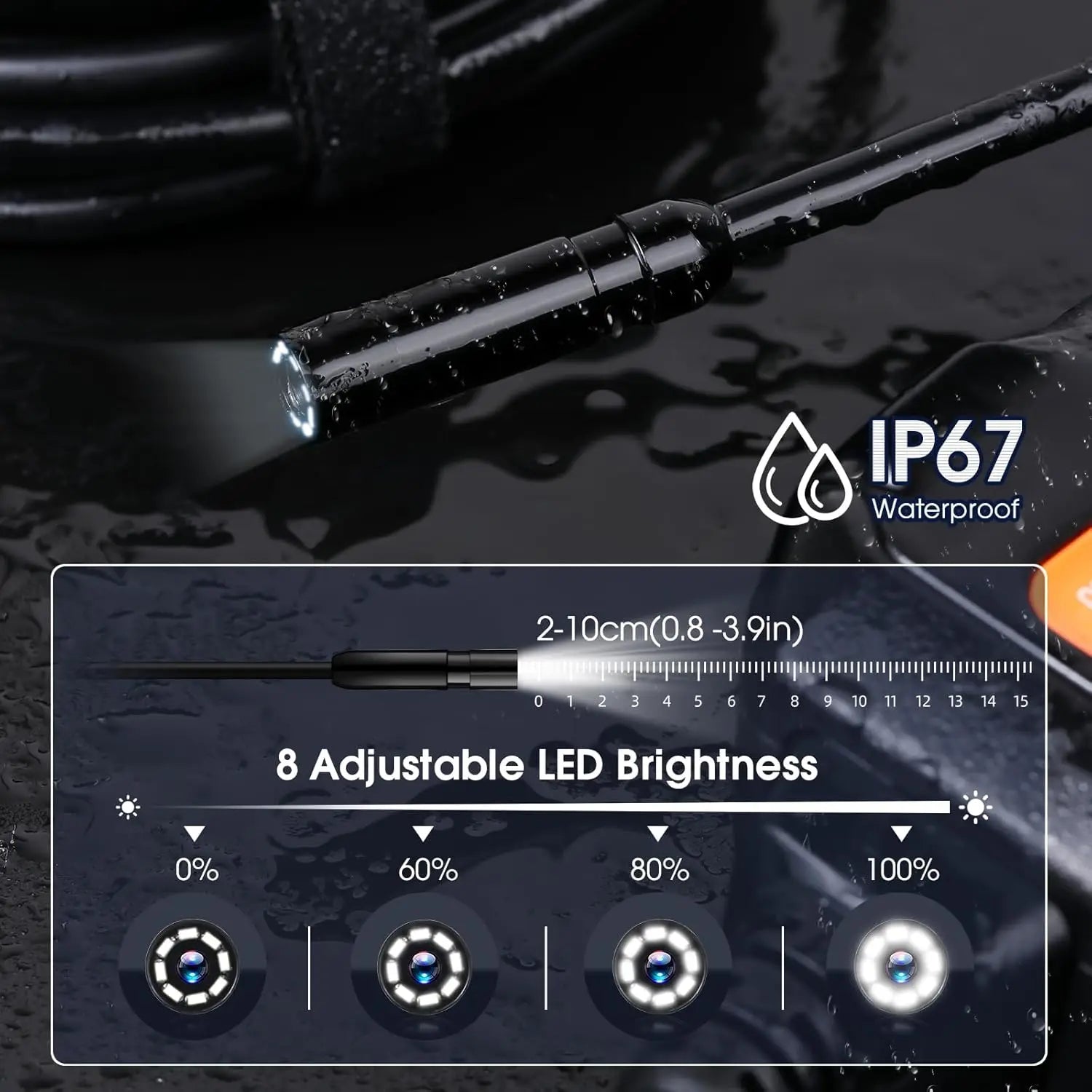 Caméra endoscopique industriel étanche 1080P