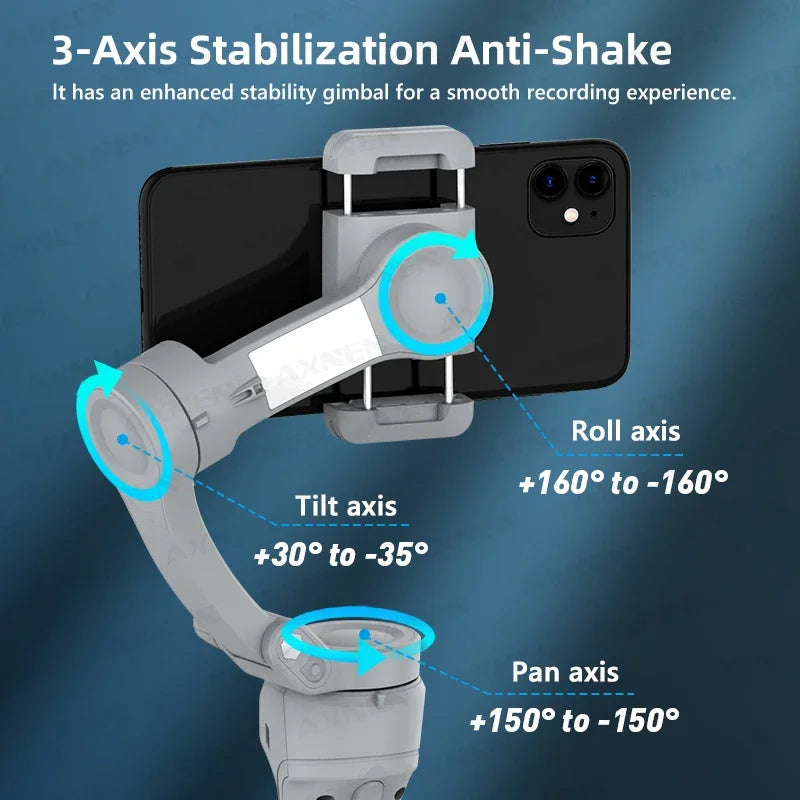 Stabilisateur de cadran pour smartphone 3 axes Iphone Android