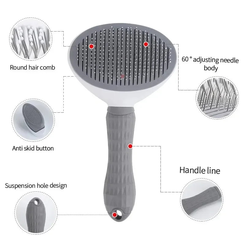 Brosse autonettoyante pour chien et chat