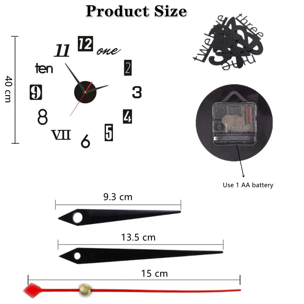 Horloge murale autocollante 40cm