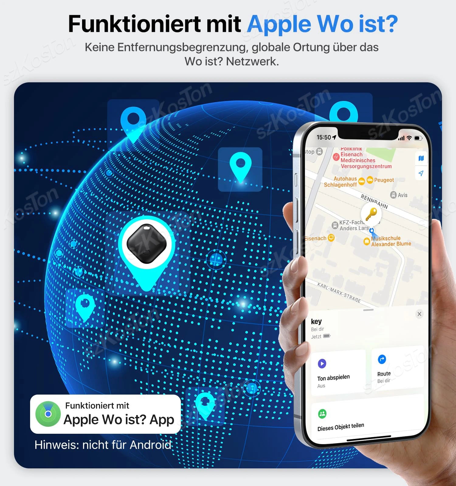 Mini traceur GPS Compatible avec iOS Find My APP