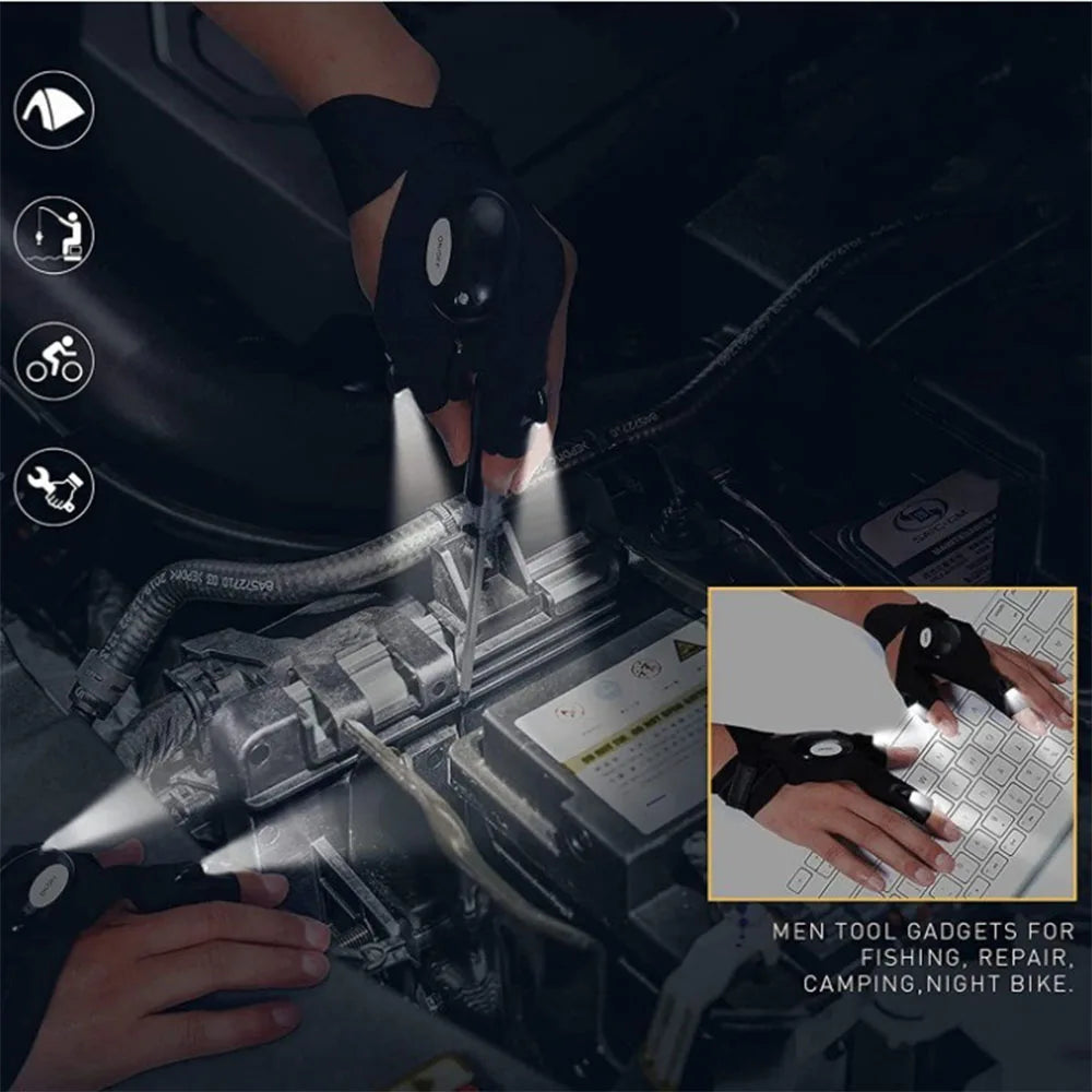 Gants avec lumières LED pour bricoler, faire du vélo ...